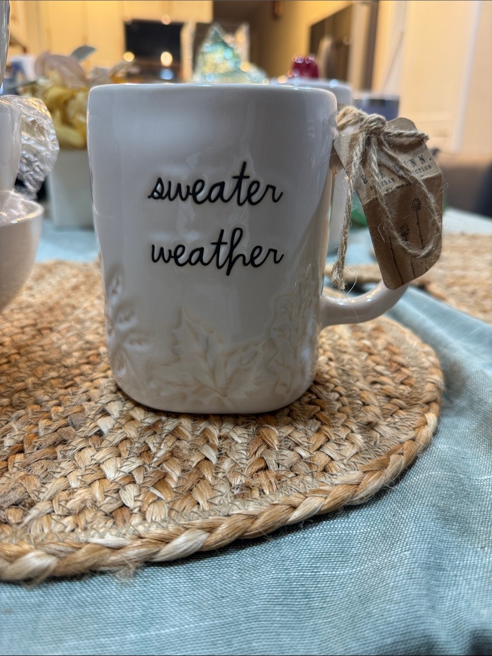 Rae Dunn Cream "Sweater Weather" Ceramic Mug